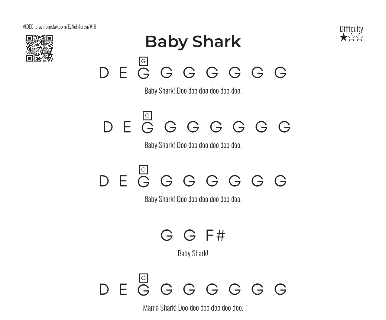 Baby Shark letter notes piano learning